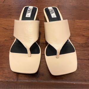 Zara Women's Cream Heeled Sandals